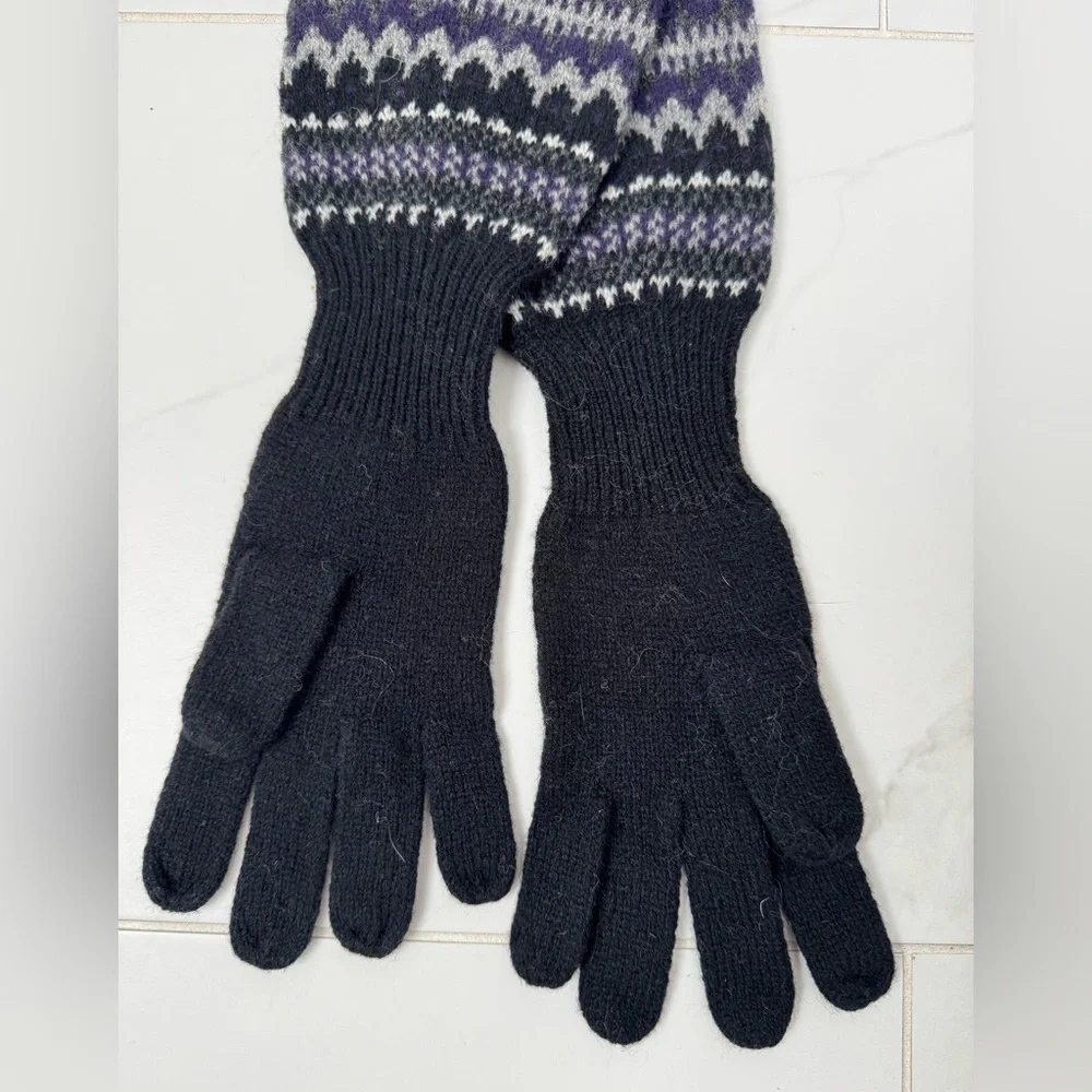 Lauren Ralph Lauren Black and Purple Knit Gloves
